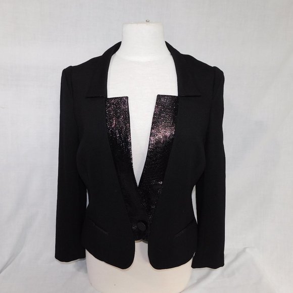 Yoana Baraschi Womens L Black Sparkle Detail Blazer - Picture 1 of 15